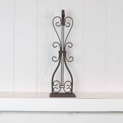 Fireplace Mantel Wreath Hanger, Adjustable Height Christmas Wreath Stand | Elegant Telescoping Artificial Wreath Hook, Padded, Durable Cast Iron