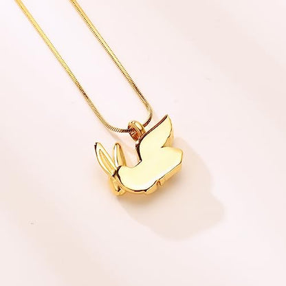 Bunny Rabbit Urn Pendant Necklace - Stainless Steel Cremation Ashes Jewelry for Pets Keepsake Memorial Ashes Locket - color: Gold