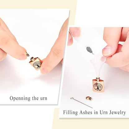 Oinsi Beer Bottle Cremation Jewelry for Ashes Stainless Steel Cylinder Tube Memorial Urn Necklace Keepsake Pendant Jewelry for Human Ashes with Filling Kits - color: B-Rose Gold