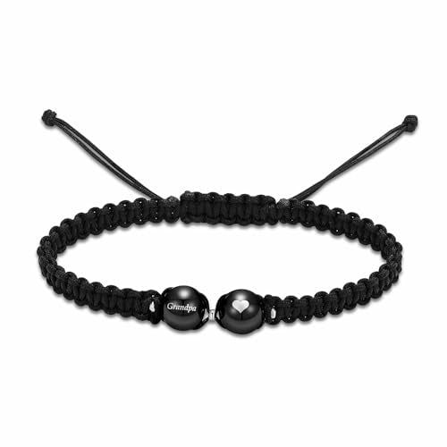 zeqingjw Adjustable Cremation Bracelet for Ashes for Women Men Black Braided Rope Urn Bangles for Ashes Memorial Keepsake Ash Jewelry - color: Grandpa