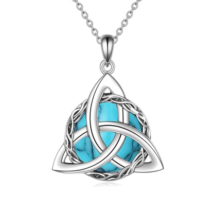 WINNICACA Celtic Knot Necklace 925 Sterling Silver Celtic Pendant Irish Urn Necklace Jewelry Birthday Anniversary Valentine's Day Gifts for Her Women Wife Girlfriend Daughter - style: 1-Celtic Knot Necklace(Turquoise)