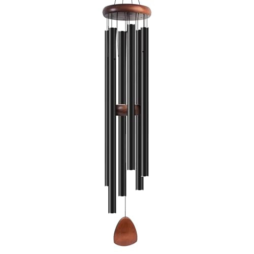 Bursvik 55" Aluminum Wind Chimes for Outside (Black), Patio Zen Decor Gift - color: Black, size: Classic 55" Deep Tone