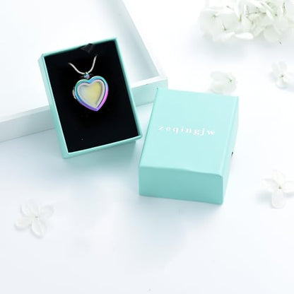 zeqingjw Glass Cremation Jewelry - Round Heart Memorial Urn Necklace for Ashes of Loved One - Stainless Steel Human Pet Dog Cat Keepsake Urn Pendant - color: A-Customize