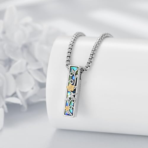 Cremation Urn Necklace for Ashes 925 Sterling Silver Moon Phase/Tree of Life/Hummingbird/Moss Agate/Opal/Compass/Mountain/Butterfly/Turquoise/Sunflower/Dragonfly/Cross Pendant Necklace Cremation Memorial Keepsake Urn Jewelry for Women Men - style: Humming