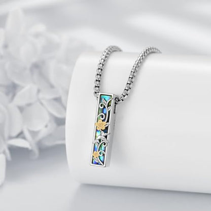 Cremation Urn Necklace for Ashes 925 Sterling Silver Moon Phase/Tree of Life/Hummingbird/Moss Agate/Opal/Compass/Mountain/Butterfly/Turquoise/Sunflower/Dragonfly/Cross Pendant Necklace Cremation Memorial Keepsake Urn Jewelry for Women Men - style: Humming