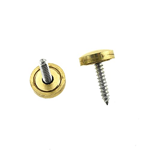 Hahiyo 14mm Diameter Mirror Screws Brushed Stainless Steel Solid Easy Install Brass Washer Decorative Caps Fasteners Nails Gold 10 Pairs for Bathroom Mirrors Panels Kitchen Ceiling Arts Crafts - size: 14mm-10sets-Gold