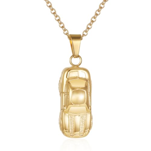 Stainless Steel Car Cremation Necklaces For Ashes Of Loved Ones Memorial Urn Pendant Holder Keepsake Remembrance Jewelry For Women Men - color: Gold