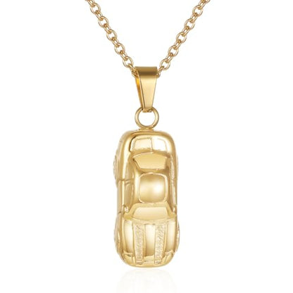 Stainless Steel Car Cremation Necklaces For Ashes Of Loved Ones Memorial Urn Pendant Holder Keepsake Remembrance Jewelry For Women Men - color: Gold