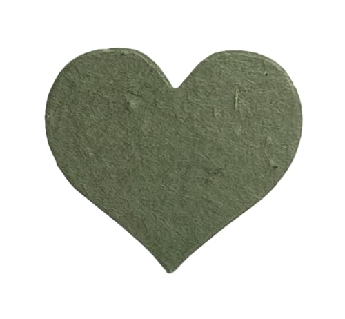 Of The Earth Handmade Paper - Small Heart Shape Seed Embedded Cotton Tags - 1.75" X 1.5" - Set of 50 (14s Green Lotka) - color: 14s Green Lotka