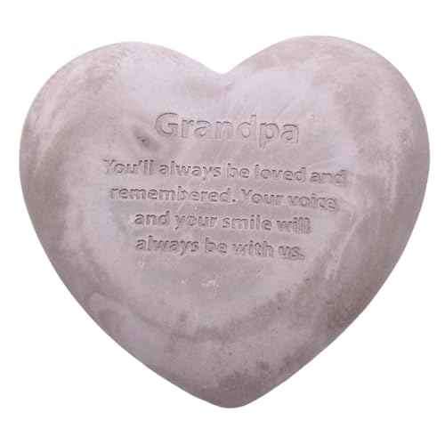 Wowser Heart Shaped Memorial Stone, Sympathy Gift, Remembrance Garden Accent, 6 Inches (Grandpa)