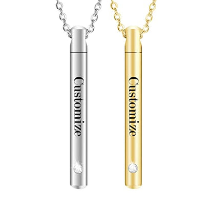 XIUDA Urn Necklace for Ashes Stainless Steel Cremation Necklace with Crystal Memorial Pendant Necklace - color: set-2-engraving