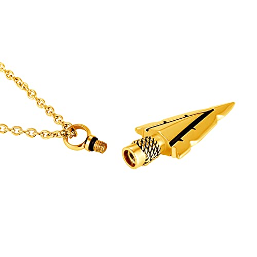 Spearpoint Arrowhead Urn Neckalce for Ashes Tribal Ash Holder Cremation Keepsakes Memorial Pendant Jewelry - color: Gold