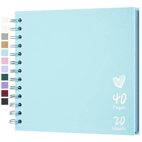 Scrapbook Photo Album 7"x7" 20 Sheets 40 Pages Hardcover Kraft Paper Khaki - color: Blue, size: 7"x7" 20 Sheets
