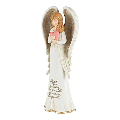 Dicksons Loved You Yesterday Angel with Heart Ivory 3.5 x 8 Resin Stone Tabletop Figurine
