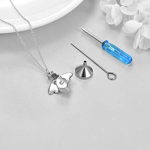 CRMAD Hummingbird/turtle/heart/dragonfly/bee/moon/tree of life Urn Necklace for Ashes Sterling Silver Jewelry for Women Memory Necklace - style: bee