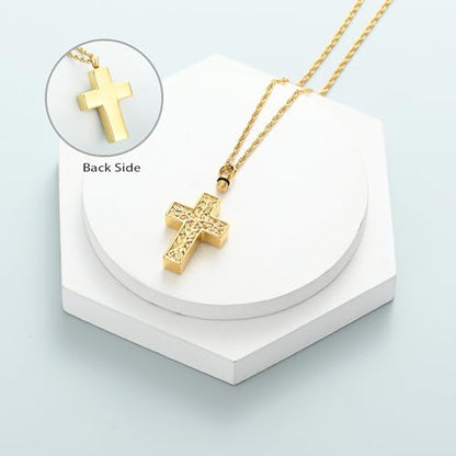 shajwo Tree of Life Cross Cremation Jewelry Urn Necklaces for Ashes | Memorial Ashes Pendant Necklace of Loved One Women Men Ashes Keepsake Necklace - color: Gold