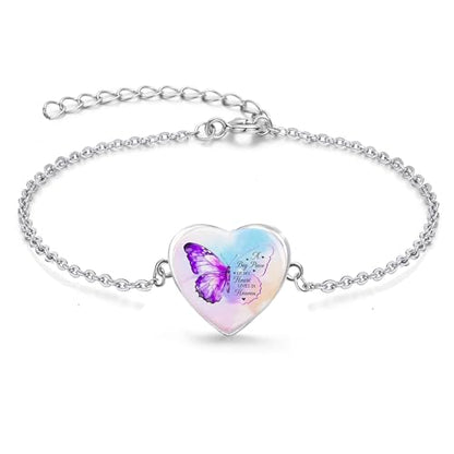 RIPFEVURN Wing Heart Cremation Jewelry Urn Bracelet for Ashes for Women Memorial Ashes Keepsake Link Bracelet - color: A piece of my heart lives in heaven