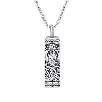 Urn Necklace for Ashes Cremation Jewelry 925 Sterling Silver Ashes Pendant Necklace Memorial Jewelry Gifts for Women Men Girls Boys - style: Tree of life-D-April-Created Dimond