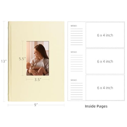 Vienrose Photo Album 4x6 300 Photos PU Leather Cover White | Memo Area, Personalized Window, Slip-In Pockets, Acid-Free & PVC-Free, Store Wedding Baby Vacation Memories - color: White