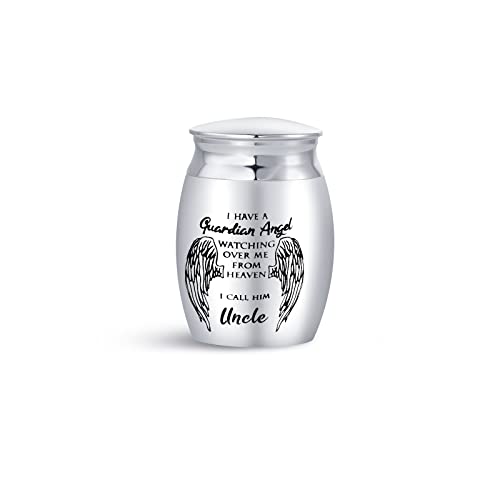 Uncle Mini Cremation Urns for Human Ashes My Guardian Angel for Men Adult Cousin Male Family Memorial Cremation Ashes Keepsake Stainless Steel Funeral - color: "Uncle, My Guardian Angel"
