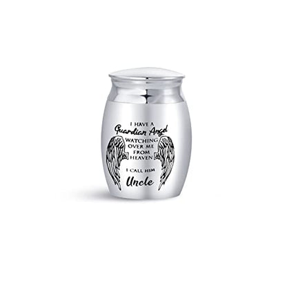 Uncle Mini Cremation Urns for Human Ashes My Guardian Angel for Men Adult Cousin Male Family Memorial Cremation Ashes Keepsake Stainless Steel Funeral - color: "Uncle, My Guardian Angel"