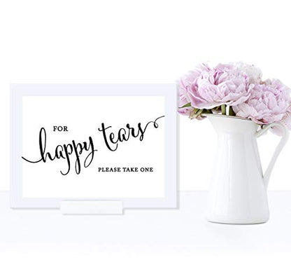 Andaz Press Wedding Framed Party Signs, Formal Black and White, 5x7-inch, For Happy Tears Tissue Kleenex Ceremony Sign, 1-Pack, Includes Frame - color: Activity Tissues