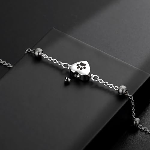 shajwo Pet Cremation Jewelry Paw Print Heart Urn Bracelet for Ashes - color: Customize-1