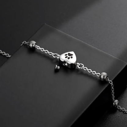 shajwo Pet Cremation Jewelry Paw Print Heart Urn Bracelet for Ashes - color: Customize-1