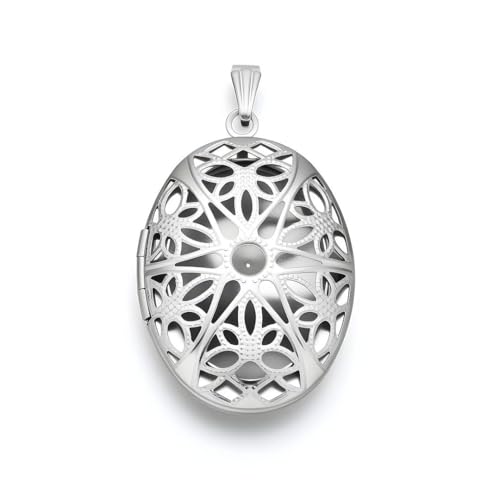 Adabele 5pcs Surgical Stainless Steel Living Memory Floating Locket Oval Round Heart Pendants Tarnish Free Waterproof Hypoallergenic for DIY Craft Jewelry Making - style: 35mm Filigree Flower