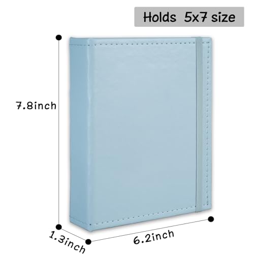 Photo Album 5x7 52 Pockets Pack of 2 Leather Cover Picture Book Holds 5x7 Photos for Wedding, Baby, Family, Graduation - color: Lightblue, size: 5x7 (2 PK)