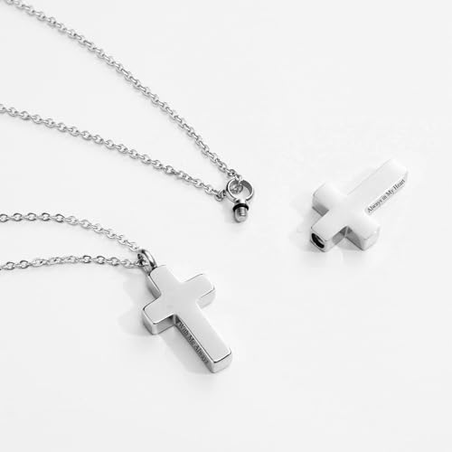 RIPFEVURN Cremation Jewelry Black Cross Urn Necklaces for Ashes for Women Men Human Ashes with Me Always Memorial Keepsake Pendant - color: 3pcs-Silver