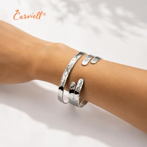 Bracelets for Women – 100+ Meaningful Engraved Messages – Solid 316L Surgical Stainless Steel Cuff Bracelet – Gift Ready - color: CHRISTIAN GIFT - God is within her, she will not fall.