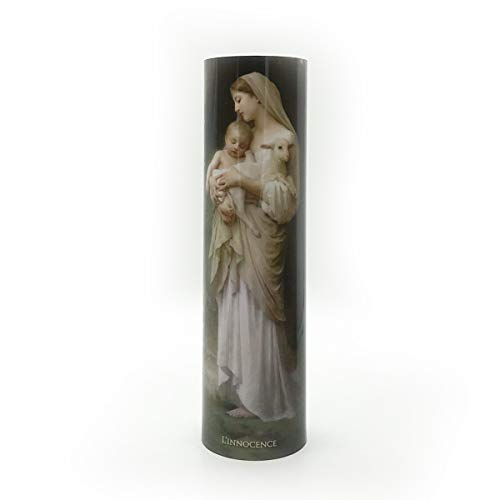 L'Innocence. LED Flameless Devotion Prayer Candle, Religious Gift, 6 Hour Timer for More Hours of Enjoyment and Devotion! Dimensions 8.1875" x 2.375"