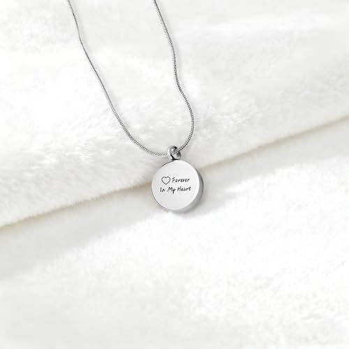 Cremation Urn Necklaces for Ashes, Round Stainless Steel Memorial Jewelry Keepsake Pendant for Women Men, Decorative Four-Leaf Clover Touch - style: Love