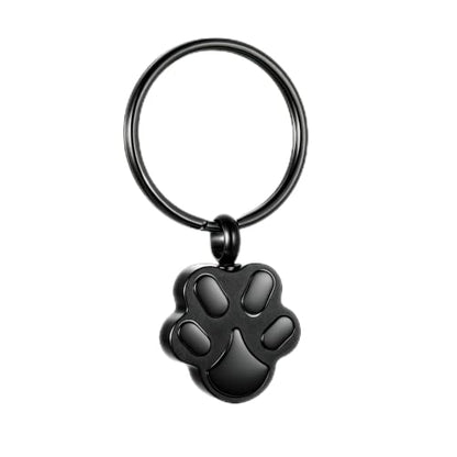 Customize Pet Cremation Keyring for Ashes Dog Cat Paw Print Keychain for Ashes Holder Pet Urn Keyring - color: Black
