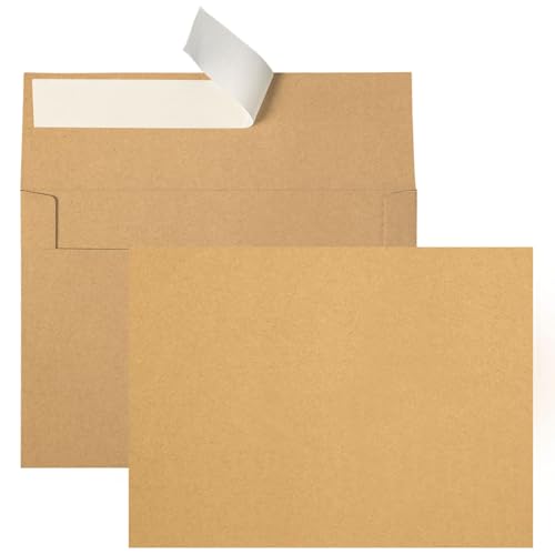 5x7 Brown Kraft Blank Note Cards with Envelopes 100 Pack (Not Folded) - color: Brown, size: 5x7