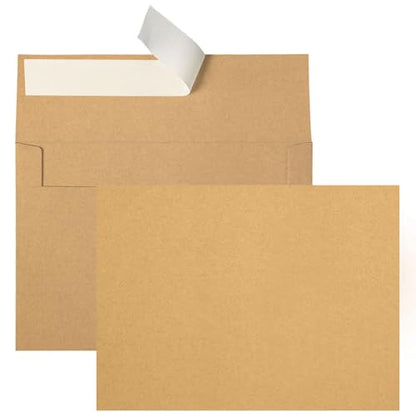 5x7 Brown Kraft Blank Note Cards with Envelopes 100 Pack (Not Folded) - color: Brown, size: 5x7