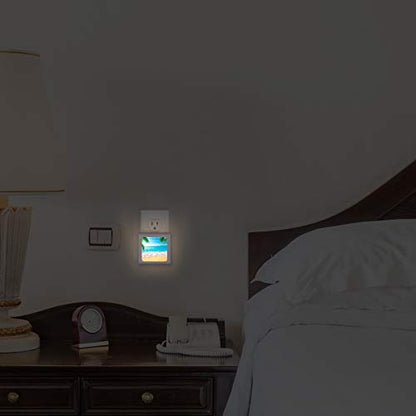 Plug in Dimmable LED Night Light with Dusk to Dawn Auto Sensor, Adjustable Brightness, Warm Light, Auto On-Off Nightlight for Bathroom, Hallway, Nursery, Bedrooms - View from the Sand on Beach - color: View from the Sand on Beach