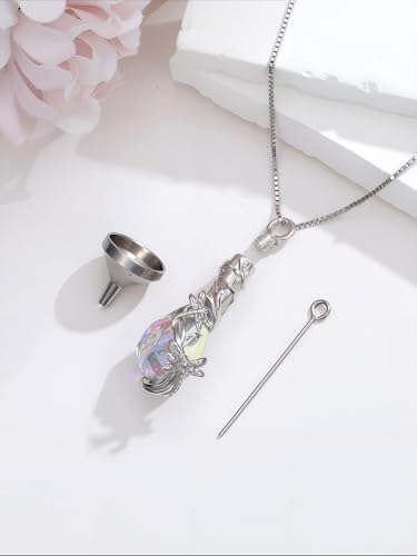 JKR Heart Urn Necklace for Ashes Crystal Keepsake Pendant Memorial Jewelry - style: Dragonfly-Teardrop