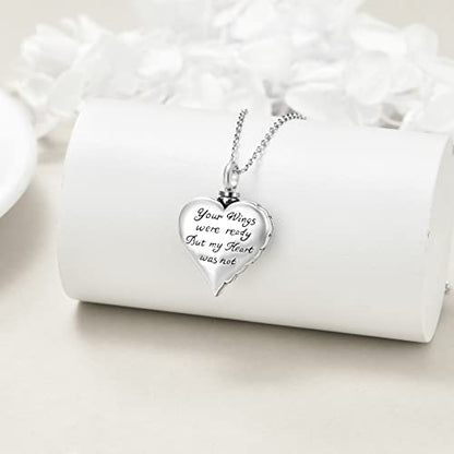 YFN Urn Necklaces for Ashes Sterling Silver Heart Urn Necklaces for Ashes Cremation Memory Jewelry for Women Men - style: pet wings urn necklace