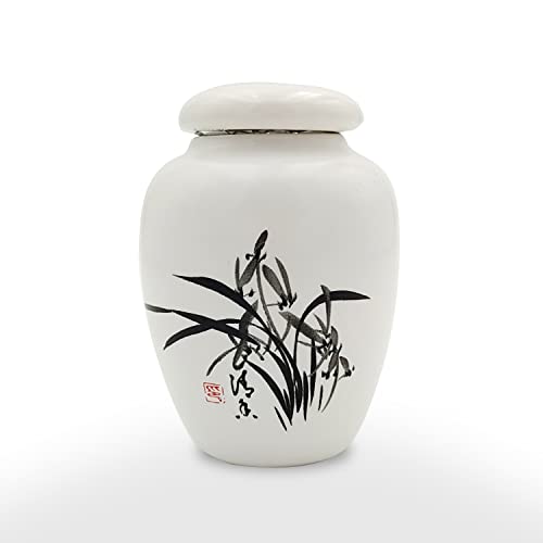 Mini Hummingbird Urns for Adult Ashes Dog Cat Ash Holders，Small Keepsake Cremation Urns for Pets,Miniature Pets Memorial Ceramic Funeral Urn, Honor Your Loved One with Handcrafted White Urn (Orchid - size: Orchid Pattern