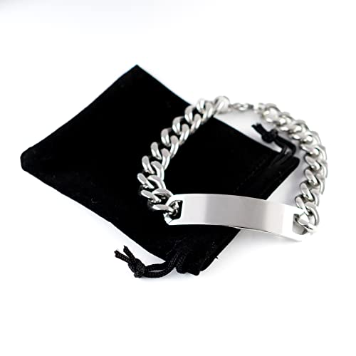 Marley Paw Print Name Cuban Chain Stainless Steel Bracelet - Loss of Pet Remembrance ID Plate Bracelet Dog Cat Pet Paw Pet Lover Memorial Gifts For Men Women, Engraved Adjustable