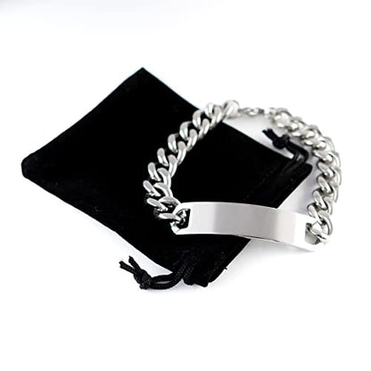 Marley Paw Print Name Cuban Chain Stainless Steel Bracelet - Loss of Pet Remembrance ID Plate Bracelet Dog Cat Pet Paw Pet Lover Memorial Gifts For Men Women, Engraved Adjustable