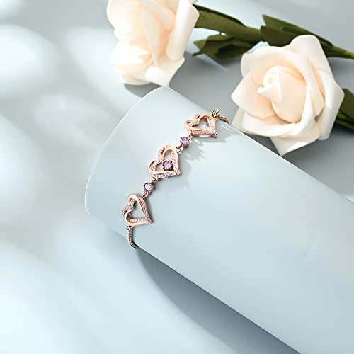 shajwo Heart Urn Bracelet for Ashes for Women - color: Rose Gold-Purple