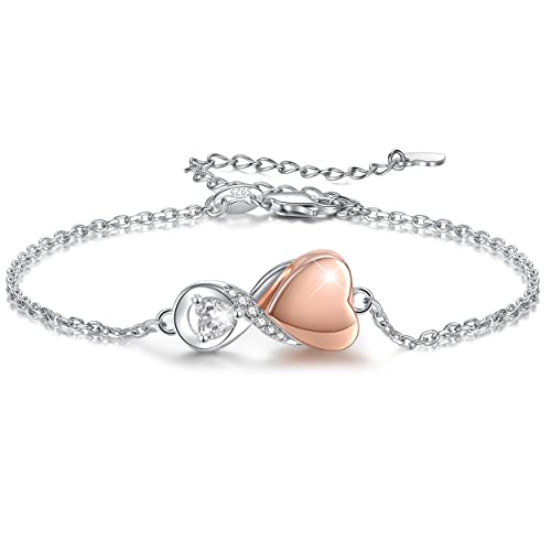 Infinity Cremation Jewelry Bracelet for Ashes for Women | S925 Sterling Silver Urn Bracelets for Human Ashes Cremation Charms - Memorial Jewelry Gifts for A Loss of Loved Ones - color: Rose Gold