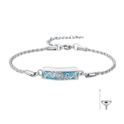YYB Urn Bracelet for Ashes Hummingbird/Dragonfly/Butterfly/Sunflower Turquoise Locket Bracelet Cremation Memorial Jewelry Mothers Day Gifts for Women - color: Sunflower