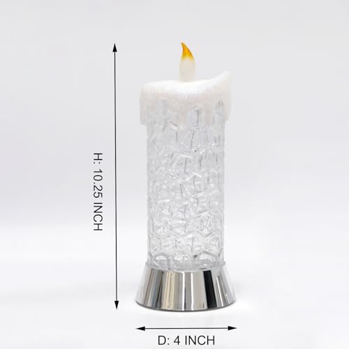 10.25" Lighted Acrylic Flameless LED Candles Swirling Glitter Globe - size: 10.25" Flameless Candles Figurine