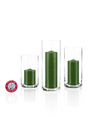 yummi Set of 36 Slim Pillars and Cylinder Vases - Green Tea - color: Green Tea