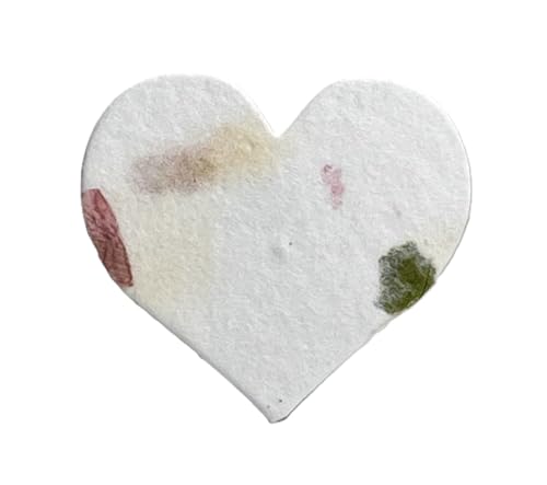 Of The Earth Handmade Paper - Small Heart Shape Seed Embedded Cotton Tags - 1.75" X 1.5" - Set of 50 (52s Pink Petal & Chard) - color: 52s Pink Petal & Chard