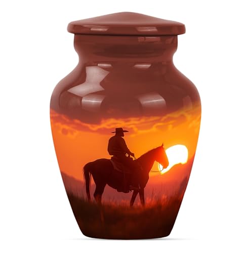 Cowboy Mini Urn - Urns for Adult Ashes - Pack of 1 - size: 3 inch (Pack of 1)
